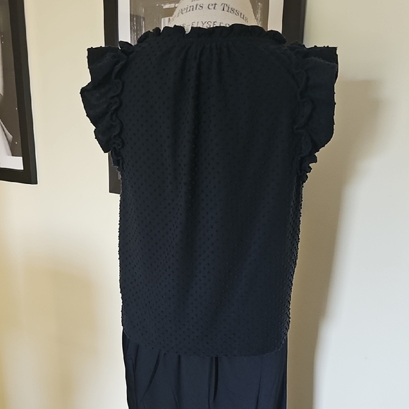 J. Crew sz M black ruffle top - Picture 4 of 10